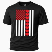 Valentines Day American Flag Cooling Performance Crew T-Shirt