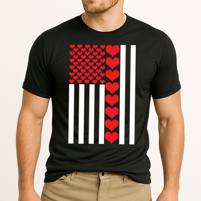 Valentines Day American Flag Cooling Performance Crew T-Shirt