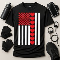 Valentines Day American Flag Cooling Performance Crew T-Shirt