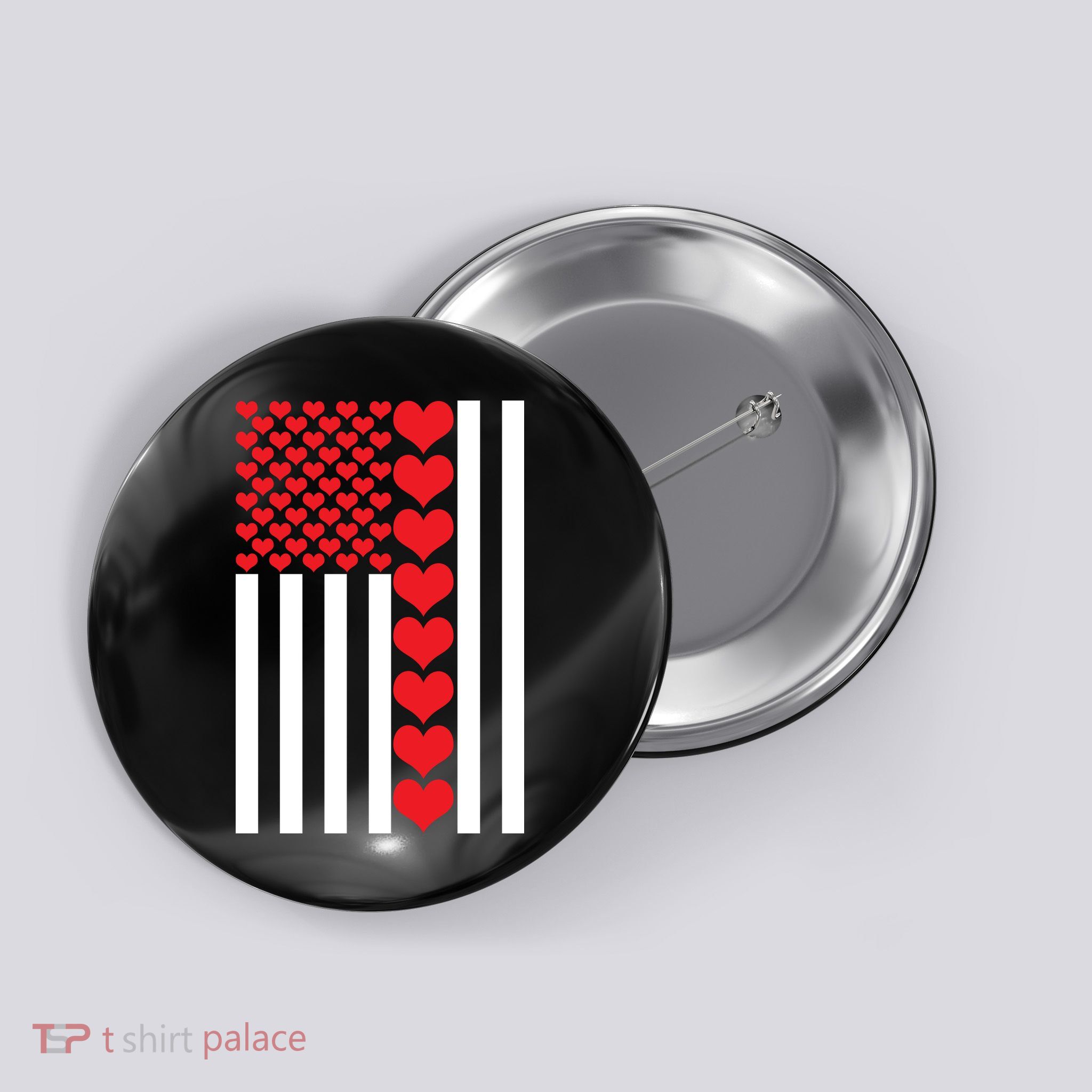 Valentines Day American Flag Button