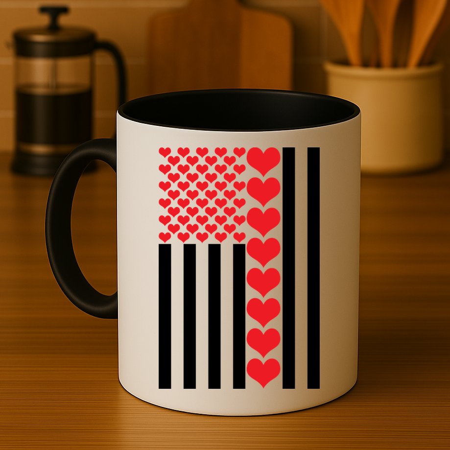 Valentines Day American Flag Mug