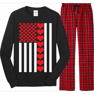 Valentines Day American Flag Long Sleeve Pajama Set