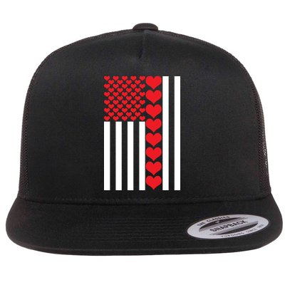 Valentines Day American Flag Flatbill Hat