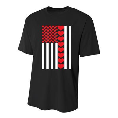 Valentines Day American Flag Youth Performance Sprint T-Shirt