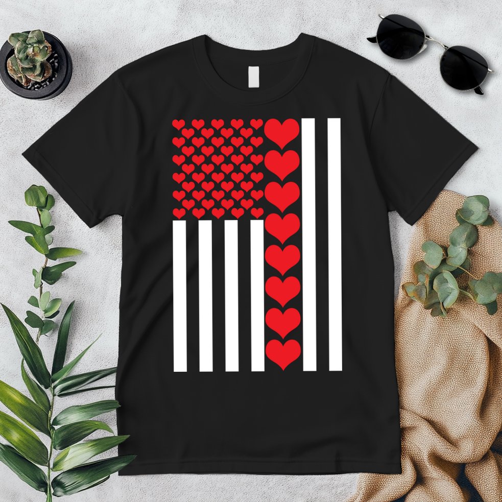 Valentines Day American Flag Premium T-Shirt
