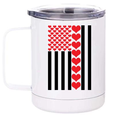 Valentines Day American Flag 12 oz Stainless Steel Tumbler Cup