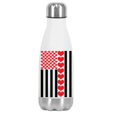 Valentines Day American Flag Stainless Steel Insulated Water Bottle