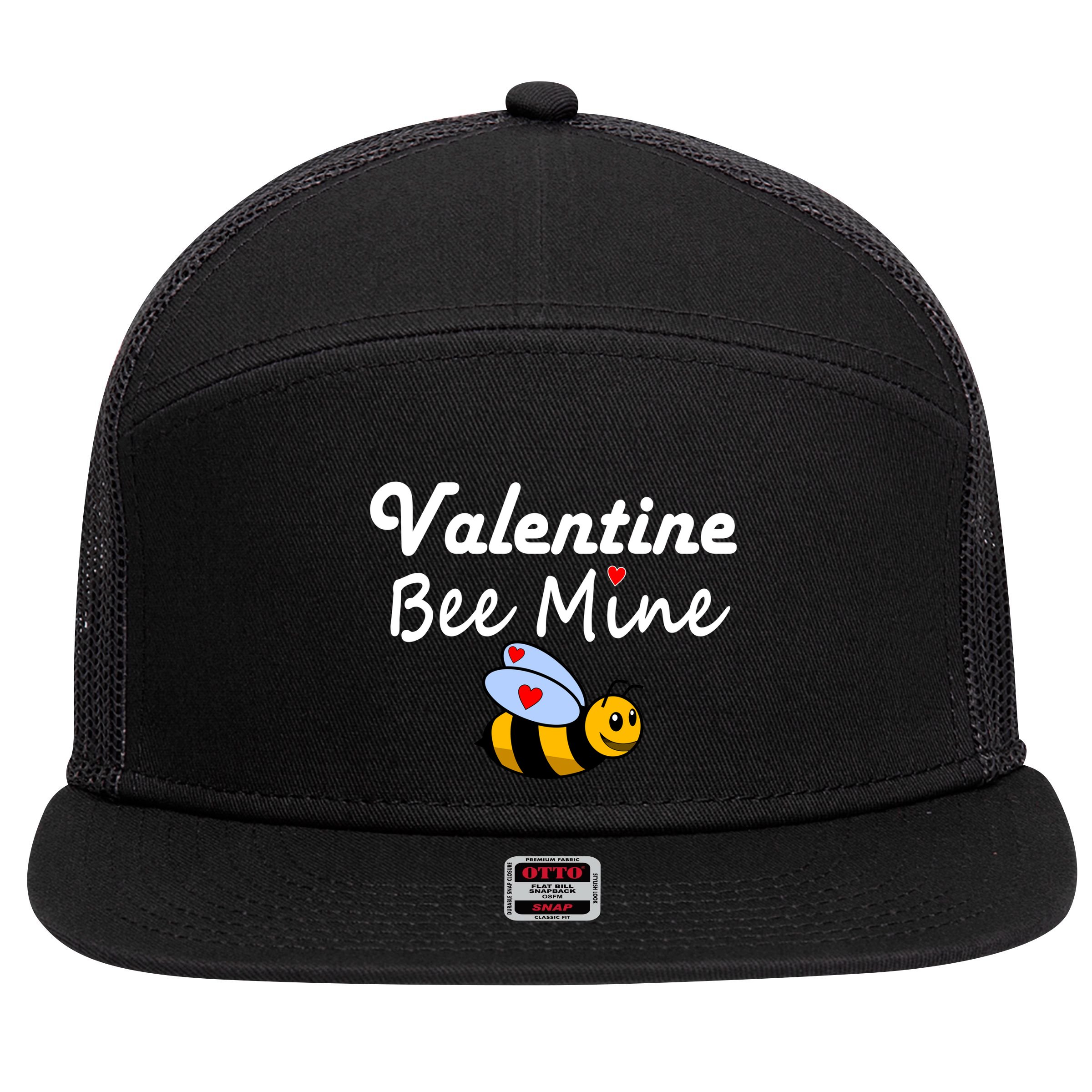 Valentine's Day Bee Mine 7 Panel Mesh Trucker Snapback Hat