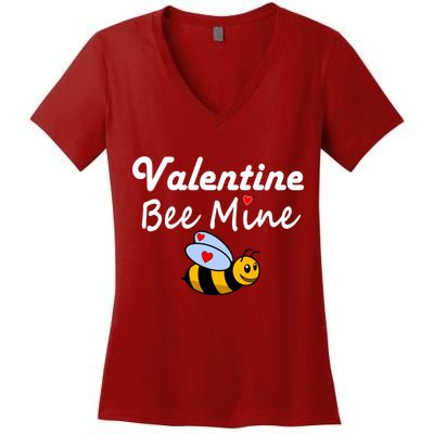 Valentine's Day Bee Mine Women's V-Neck T-Shirt