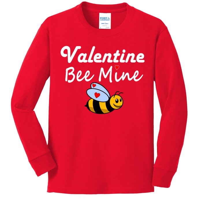 Valentine's Day Bee Mine Kids Long Sleeve Shirt