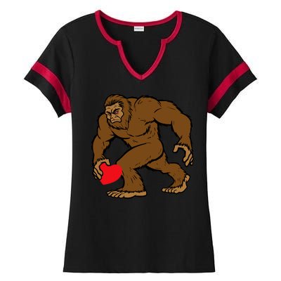 Valentines Day Bigfoot Heart Sasquatch Ladies Halftime Notch Neck Tee