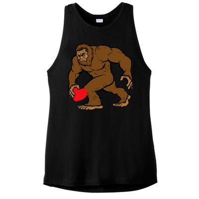 Valentines Day Bigfoot Heart Sasquatch Ladies PosiCharge Tri-Blend Wicking Tank