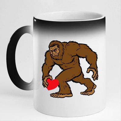 Valentines Day Bigfoot Heart Sasquatch 11oz Black Color Changing Mug