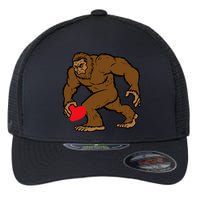 Valentines Day Bigfoot Heart Sasquatch Flexfit Unipanel Trucker Cap