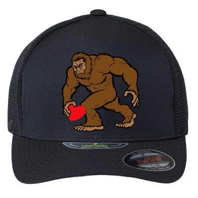 Valentines Day Bigfoot Heart Sasquatch Flexfit Unipanel Trucker Cap