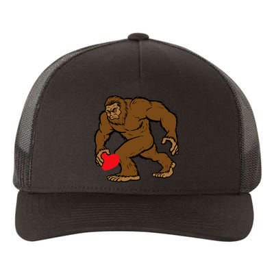 Valentines Day Bigfoot Heart Sasquatch Yupoong Adult 5-Panel Trucker Hat