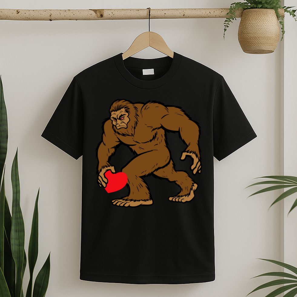 Valentines Day Bigfoot Heart Sasquatch T-Shirt