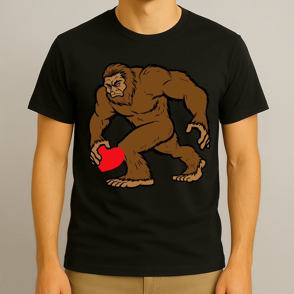 Valentines Day Bigfoot Heart Sasquatch T-Shirt