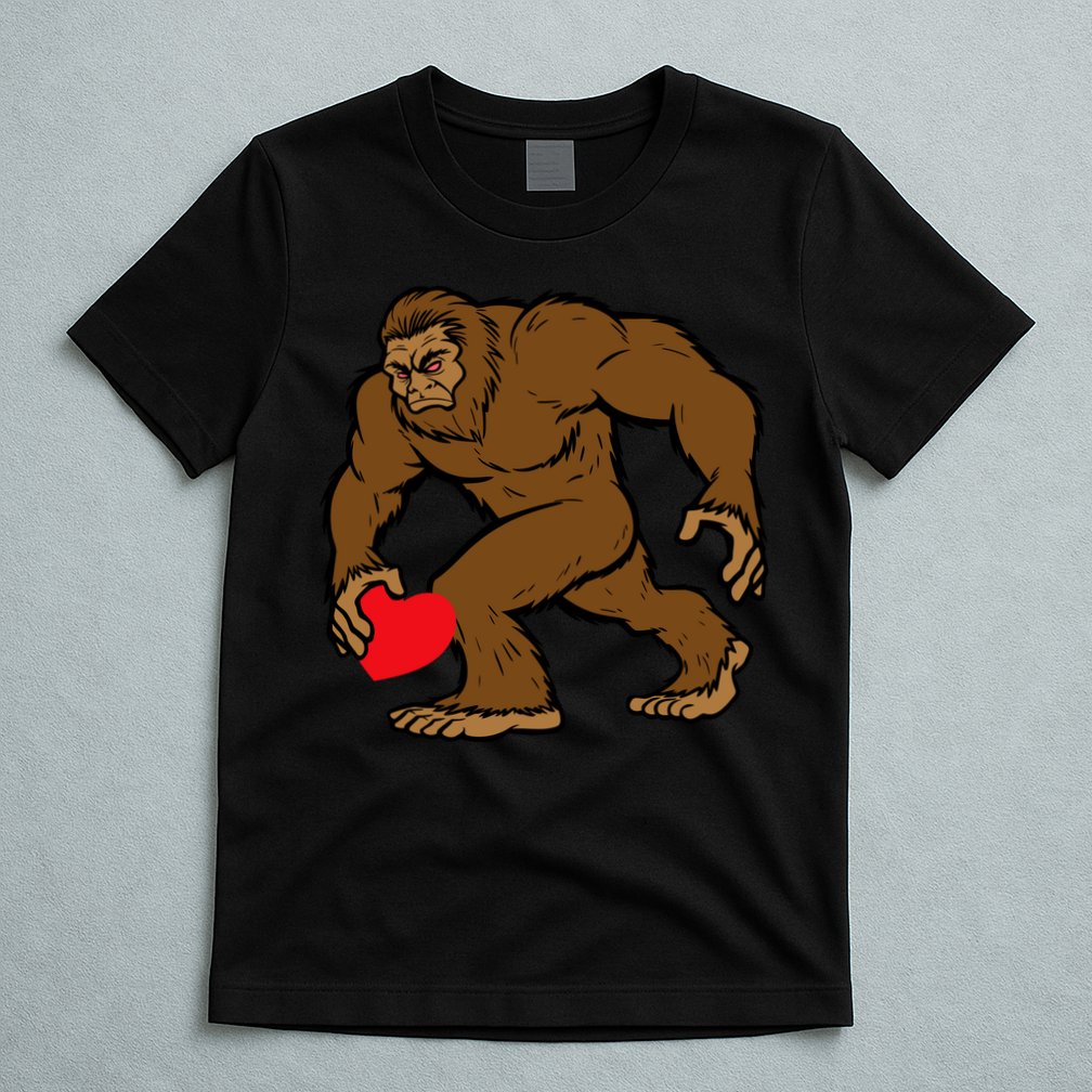 Valentines Day Bigfoot Heart Sasquatch T-Shirt