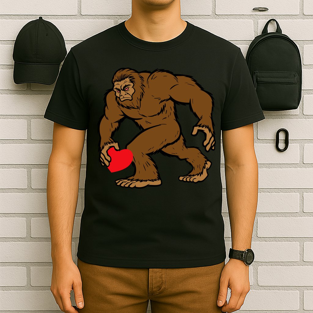 Valentines Day Bigfoot Heart Sasquatch T-Shirt