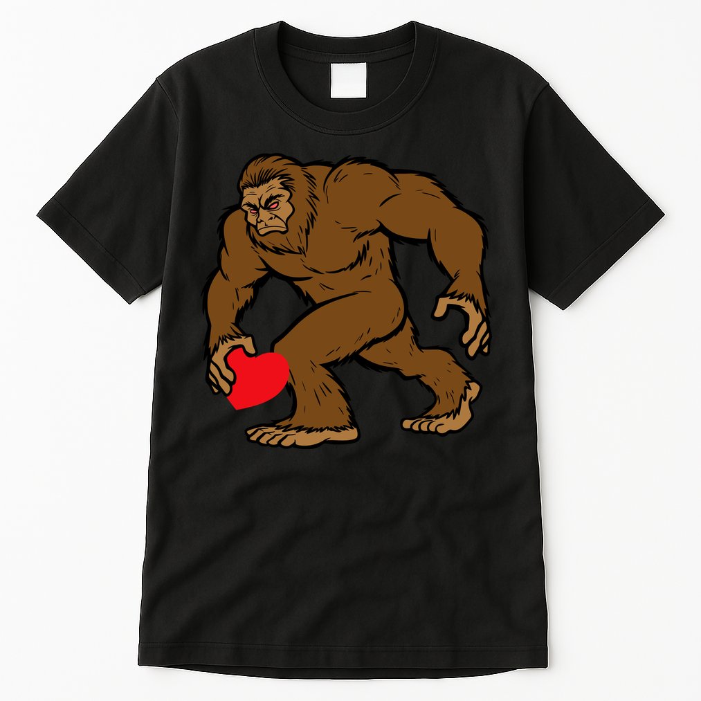 Valentines Day Bigfoot Heart Sasquatch Tall T-Shirt