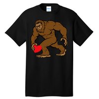 Valentines Day Bigfoot Heart Sasquatch Tall T-Shirt