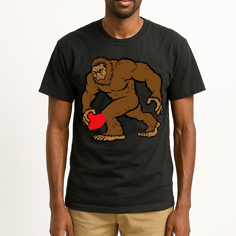 Valentines Day Bigfoot Heart Sasquatch Tall T-Shirt