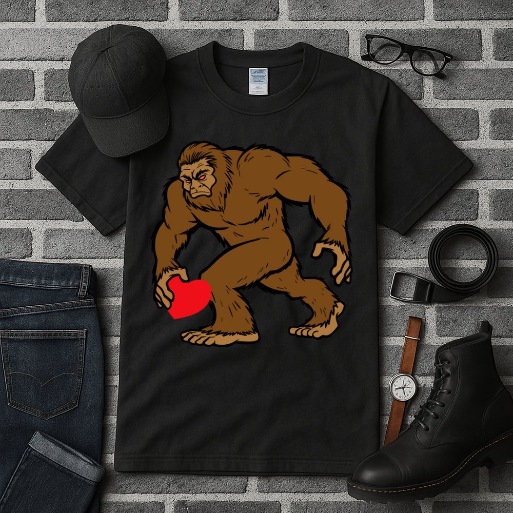 Valentines Day Bigfoot Heart Sasquatch Tall T-Shirt