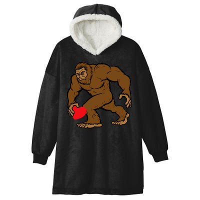 Valentines Day Bigfoot Heart Sasquatch Hooded Wearable Blanket