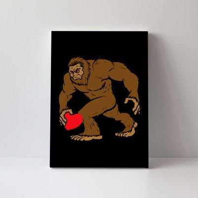 Valentines Day Bigfoot Heart Sasquatch Canvas