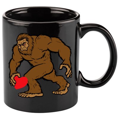 Valentines Day Bigfoot Heart Sasquatch 11oz C Handle Ceramic Mug