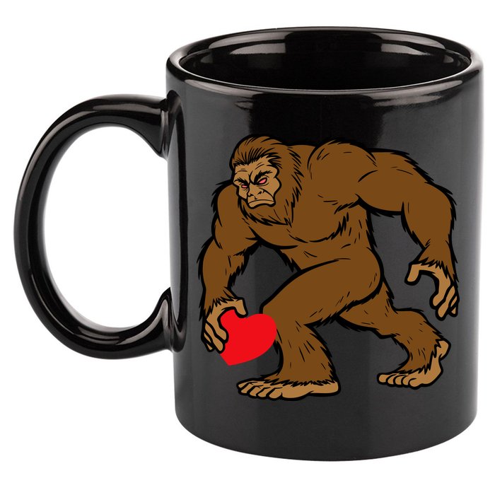 Valentines Day Bigfoot Heart Sasquatch 11oz C Handle Ceramic Mug