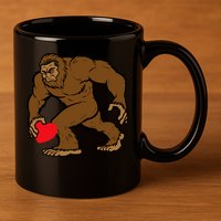 Valentines Day Bigfoot Heart Sasquatch 11oz C Handle Ceramic Mug
