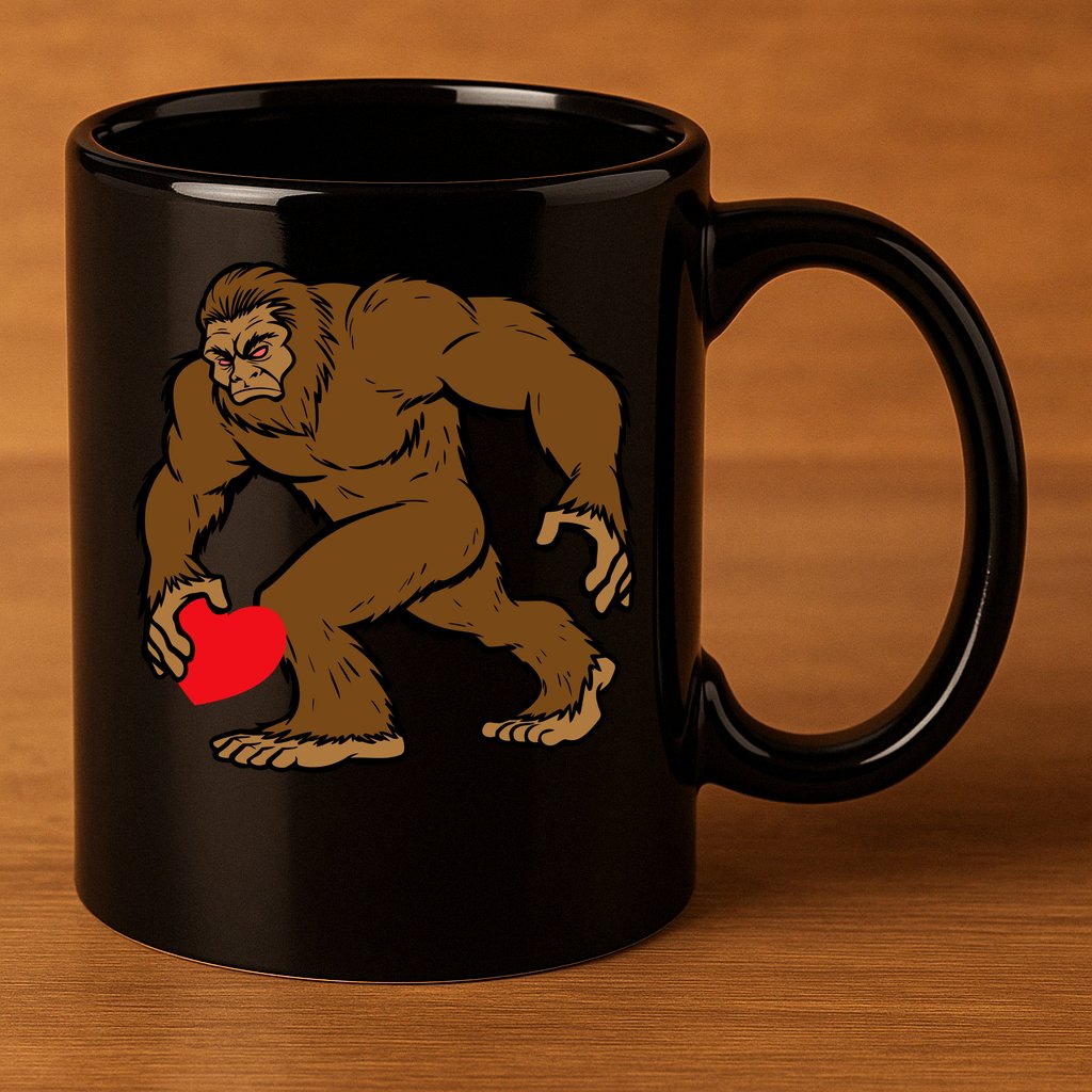 Valentines Day Bigfoot Heart Sasquatch 11oz C Handle Ceramic Mug