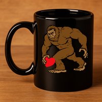 Valentines Day Bigfoot Heart Sasquatch 11oz C Handle Ceramic Mug