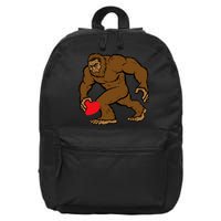 Valentines Day Bigfoot Heart Sasquatch 16 in Basic Backpack