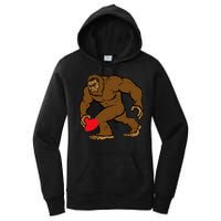 Valentines Day Bigfoot Heart Sasquatch Women's Pullover Hoodie