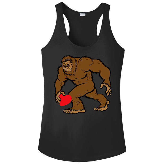 Valentines Day Bigfoot Heart Sasquatch Ladies PosiCharge Competitor Racerback Tank