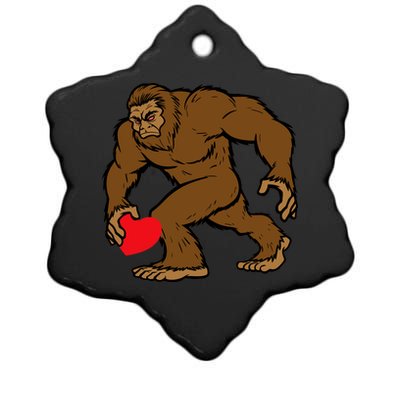 Valentines Day Bigfoot Heart Sasquatch Ceramic Star Ornament