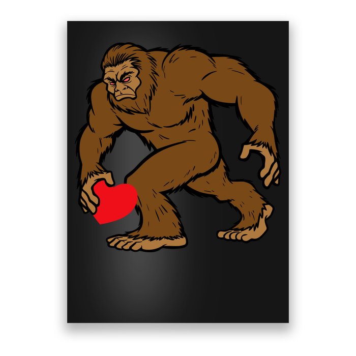 Valentines Day Bigfoot Heart Sasquatch Poster