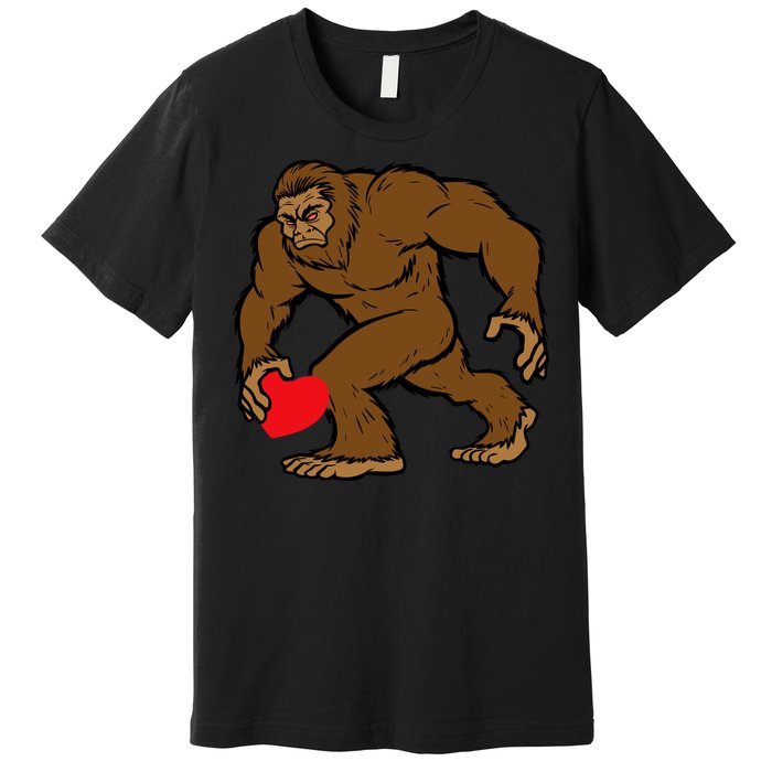 Valentines Day Bigfoot Heart Sasquatch Premium T-Shirt