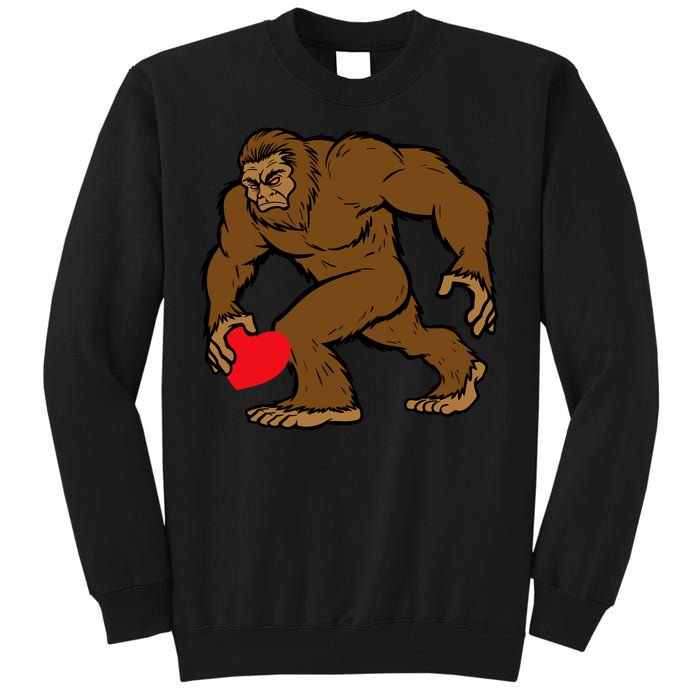 Valentines Day Bigfoot Heart Sasquatch Tall Sweatshirt