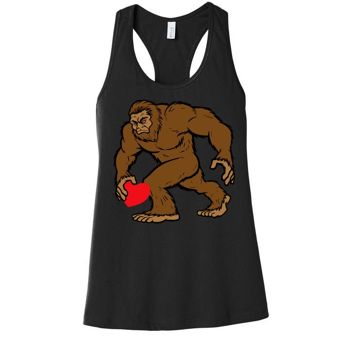 Valentines Day Bigfoot Heart Sasquatch Women's Racerback Tank