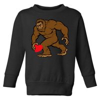 Valentines Day Bigfoot Heart Sasquatch Toddler Sweatshirt