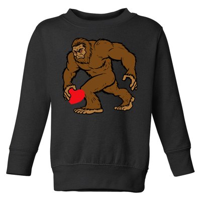 Valentines Day Bigfoot Heart Sasquatch Toddler Sweatshirt