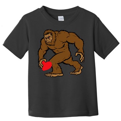 Valentines Day Bigfoot Heart Sasquatch Toddler T-Shirt