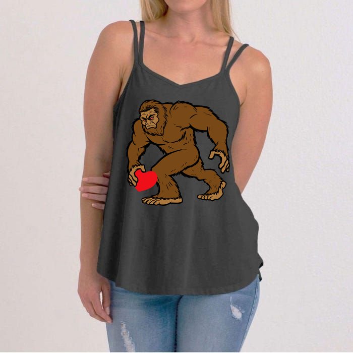 Valentines Day Bigfoot Heart Sasquatch Women's Strappy Tank