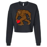 Valentines Day Bigfoot Heart Sasquatch Cropped Pullover Crew