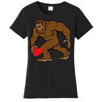 Valentines Day Bigfoot Heart Sasquatch Women's T-Shirt