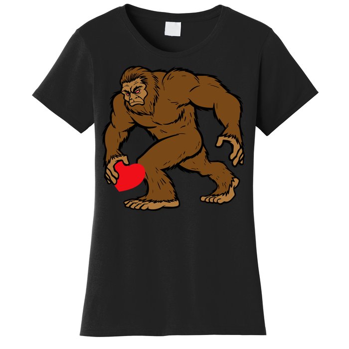 Valentines Day Bigfoot Heart Sasquatch Women's T-Shirt